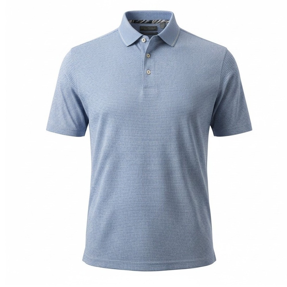 Striped Polo Double Mercerized Cotton Business Casual L Daniel Cremieux Mens